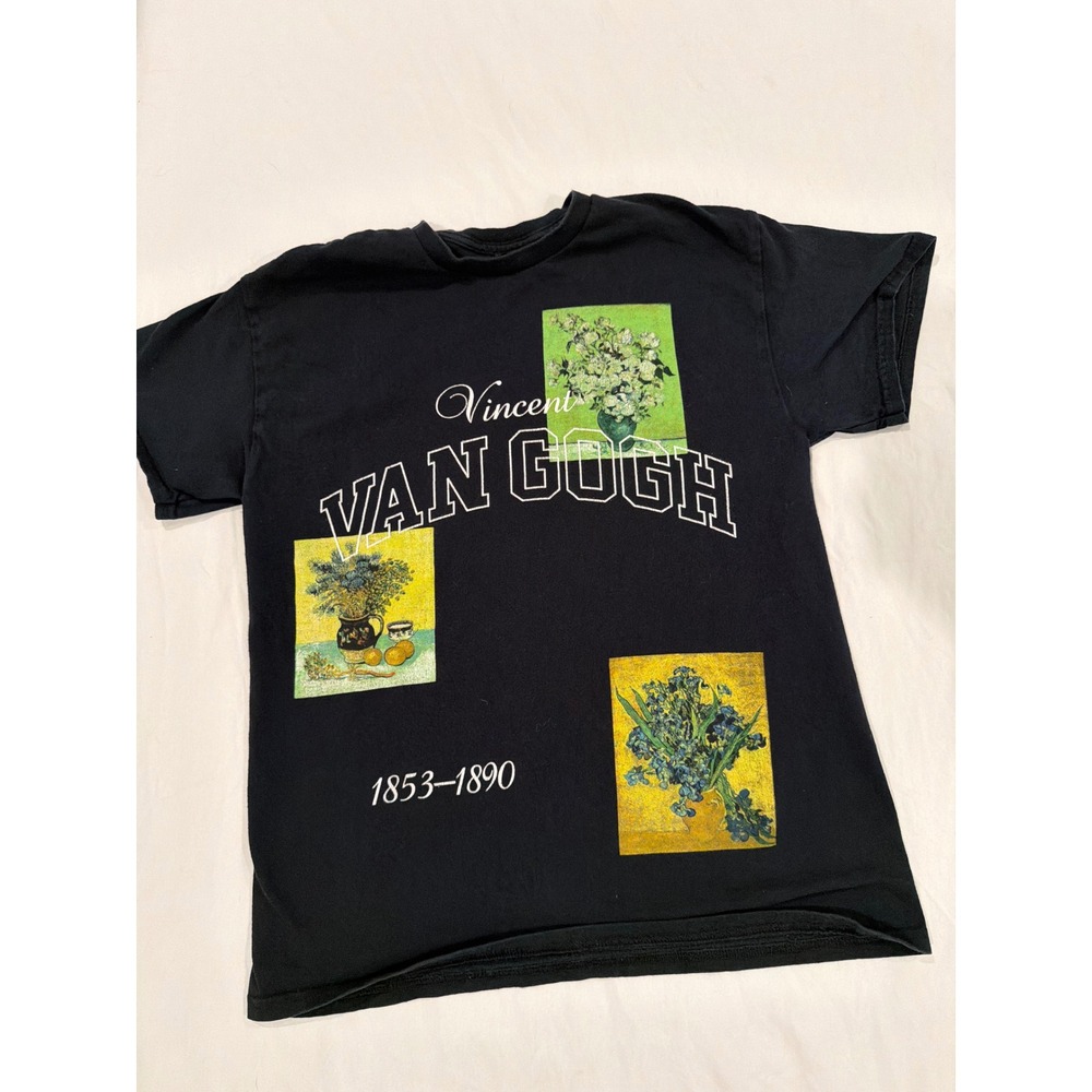 PacSun Vincent Van Gogh Graphic T-Shirt Mens Medium Black Art Museum Collage Tee
